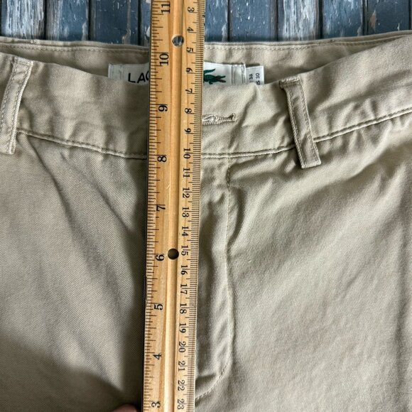 Lacoste Pants Mens 30X32 Khaki Chino Flat Front Slim Fit Trousers Stretch - Picture 7 of 12
